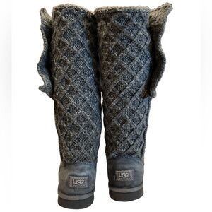 Women's UGG Classic Cardy Sweater Wool Knit Knee Sock Boots BLACK 8